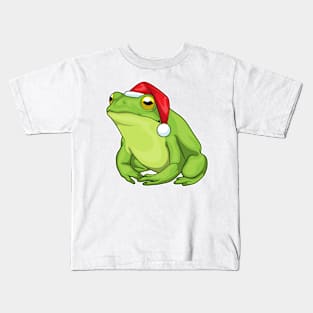 Frog Christmas Santa hat Kids T-Shirt